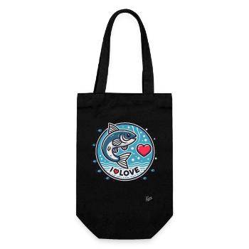 I love fish - Gift Bag for Bottles - black - Front