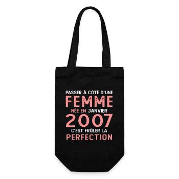 Cadeau D'anniversaire Femme Née En Janvier 2007 - Sac à bouteille - noir - Devant