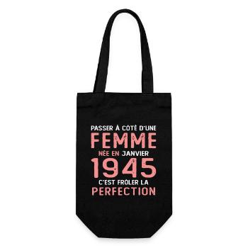 Cadeau D'anniversaire Femme Née En Janvier 1945 - Sac à bouteille - noir - Devant