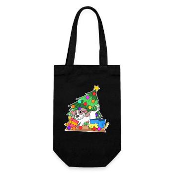 Dog Christmas Tree Funny Christmas - Gift Bag for Bottles - black - Front
