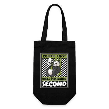Coffee First World Domination Second Panda Bear - Gift Bag for Bottles - black - Front