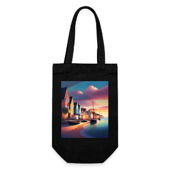 Denmark town harbour - Gift Bag for Bottles - black - Front