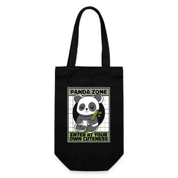 Panda Zone Betreten Sie Ihre eigene Niedlichkeit Panda Bär - Geschenkbeutel für Flaschen - Schwarz - Vorne