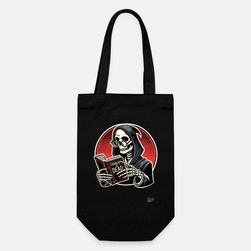 Chivalry is dead – Grim Reaper with book - Gift Bag for Bottles - black