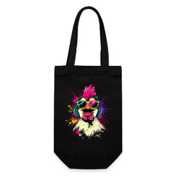 Poulet Poulet Poule Ferme Fermier Poulets mignons - Sac à bouteille - noir - Devant