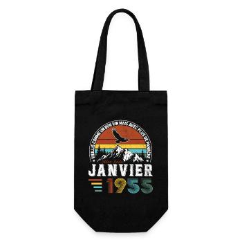 Cadeau D'anniversaire Nées En Janvier 1955 - Sac à bouteille - noir - Devant