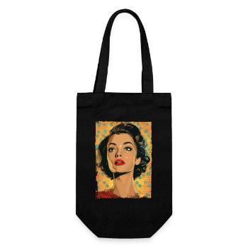 Klassische Retro Pop-Kunst Frau - Geschenkbeutel für Flaschen - Schwarz - Vorne