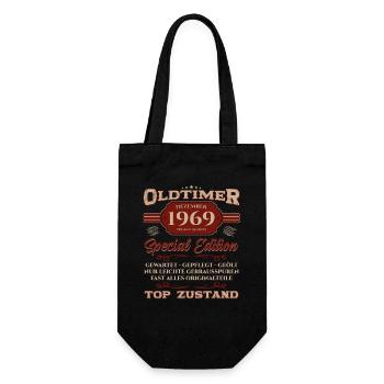 55. Geburtstag Oldtimer Dezember 1969 Jahrgang 69 - Geschenkbeutel für Flaschen - Schwarz - Vorne