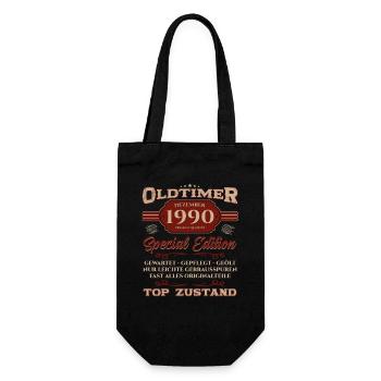 35. Geburtstag Oldtimer Dezember 1990 Jahrgang 90 - Geschenkbeutel für Flaschen - Schwarz - Vorne