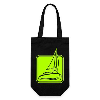Sailing Logo Icon Square Sailboat Ship - Gift Bag for Bottles - black - Front