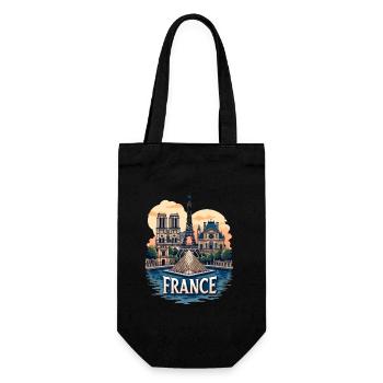 Paris Eiffelturm Bonjour Souvenirs - Geschenkbeutel für Flaschen - Schwarz - Vorne