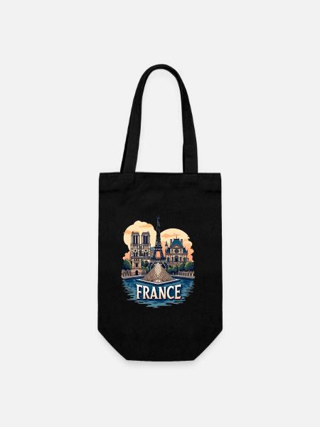 Paris Eiffelturm Bonjour Souvenirs - Geschenkbeutel für Flaschen - Schwarz
