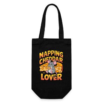 Napping Cheddar Lover für einen Käseliebhaber - Geschenkbeutel für Flaschen - Schwarz - Vorne