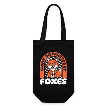 Easily Distracted By Foxes Canidae Caninae Red - Gift Bag for Bottles - black - Front