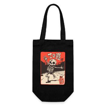 Japonais Edo Japon Rétro Dessin animé Squelette - Sac à bouteille - noir - Devant