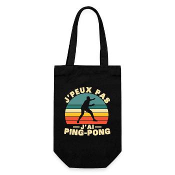 Je peux pas J'ai Ping pong Humour cadeau - Sac à bouteille - noir - Devant