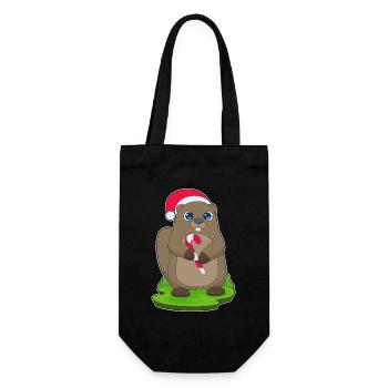 Canne de Noël Castor - Sac à bouteille - noir - Devant