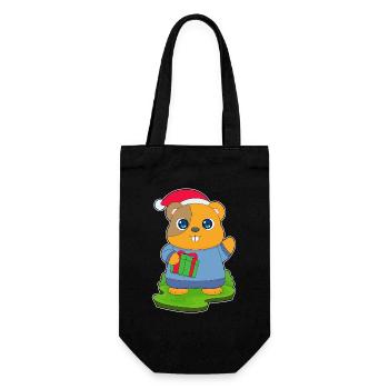 Hamster Christmas Christmas Hat - Gift Bag for Bottles - black - Front