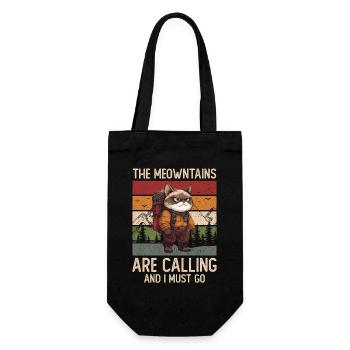 The Meowntains Are Calling Hiking Cat Gift - Gift Bag for Bottles - black - Front