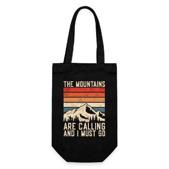The Mountains Are Calling Hiking Mountains Retro - Gift Bag for Bottles - black - Front