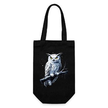 Eule Schleiereule Kauz Uhu Owl Süße Eulen - Geschenkbeutel für Flaschen - Schwarz - Vorne
