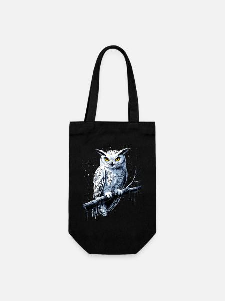 Eule Schleiereule Kauz Uhu Owl Süße Eulen - Geschenkbeutel für Flaschen - Schwarz