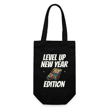 Level Up New Year's Edition, Gaming Progress, New Year - Gift Bag for Bottles - black - Front