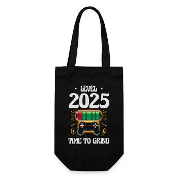 Level 2025 Time to Grind, Game Objectives, New Year's Day - Gift Bag for Bottles - black - Front