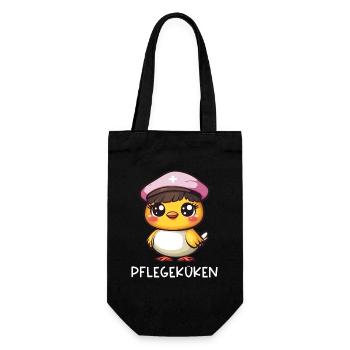 Pflegeküken Krankenpflegerin Altenpflegerin Azubi - Geschenkbeutel für Flaschen - Schwarz - Vorne
