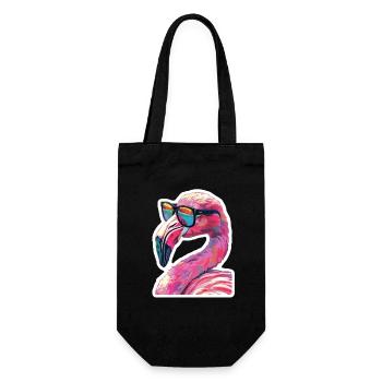 Lustiger Flamingo mit Sonnenbrille für einen - Geschenkbeutel für Flaschen - Schwarz - Vorne