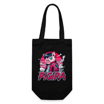Pigira: The Japanese Cyber Punk Hero Pig - Gift Bag for Bottles - black - Front