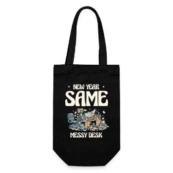 New Year Same Messy Desk - Gift Bag for Bottles - black - Front
