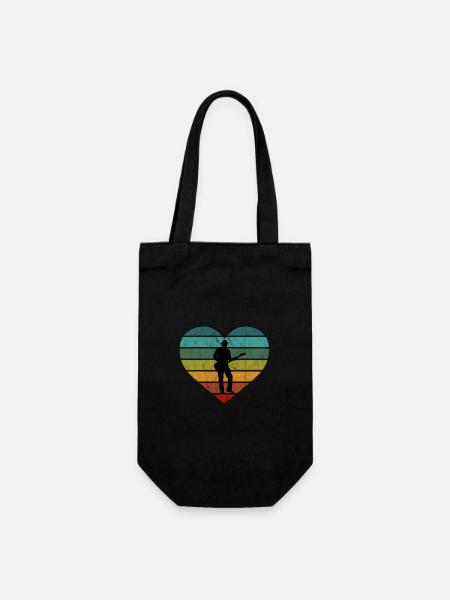 Gitarre Retro Herz Design Für Gitarristen - Geschenkbeutel für Flaschen - Schwarz