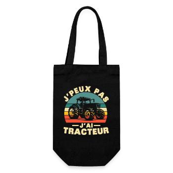 Je peux pas j ai Tracteur Humour cadeau - Sac à bouteille - noir - Devant