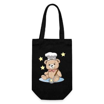 Teddy Sterne Koch Köche Köchin Kochkunst kochen - Geschenkbeutel für Flaschen - Schwarz - Vorne