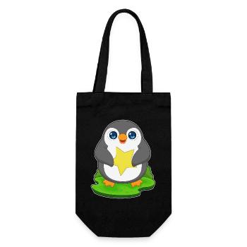 Pinguin Stern - Geschenkbeutel für Flaschen - Schwarz - Vorne