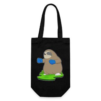 Faultier Boxer Boxhandschuhe Boxen - Geschenkbeutel für Flaschen - Schwarz - Vorne