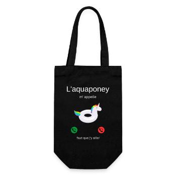 Das Aquapony ruft mich, ich muss gehen! - Geschenkbeutel für Flaschen - Schwarz - Vorne
