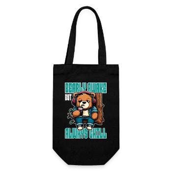 Bearly Awake - Funny Bear Design - Gift Bag for Bottles - black - Front