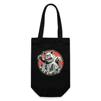 Die Rückkehr des lustigen Monster-Schwein - Geschenkbeutel für Flaschen - Schwarz - Vorne