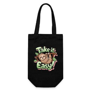 Take It Easy Faultier für einen Faultier Fan - Geschenkbeutel für Flaschen - Schwarz - Vorne