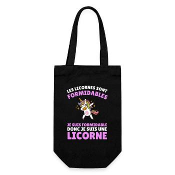 Ich bin großartig, also bin ich ein Einhorn - Geschenkbeutel für Flaschen - Schwarz - Vorne