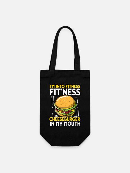 I m into fitness cheeseburger in my mouth - Geschenkbeutel für Flaschen - Schwarz