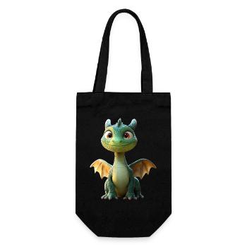 Drache Kleiner Grüner Baby Drache Süße Drachen - Geschenkbeutel für Flaschen - Schwarz - Vorne