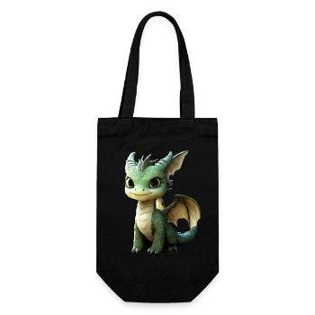 Drache Kleiner Grüner Baby Drache Süße Drachen - Geschenkbeutel für Flaschen - Schwarz - Vorne