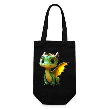 Drache Kleiner Grüner Baby Drache Süße Drachen - Geschenkbeutel für Flaschen - Schwarz - Vorne