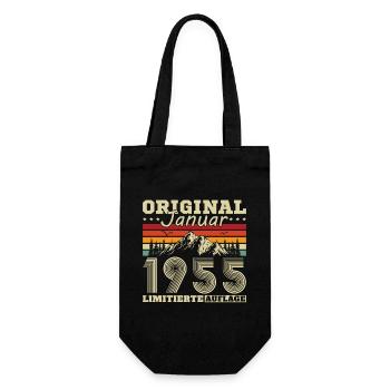 70 years Born in January 1955 Mrs. Man - Gift Bag for Bottles - black - Front