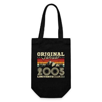 20 years Born in January 2005 Mrs. Man - Gift Bag for Bottles - black - Front