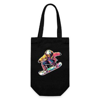 Snowboarder Cartoon Look - Geschenkbeutel für Flaschen - Schwarz - Vorne