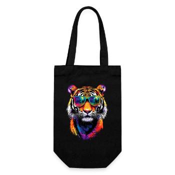 Tiger Raubkatze Wildnis Tiger Katzen Süßer Tiger - Geschenkbeutel für Flaschen - Schwarz - Vorne